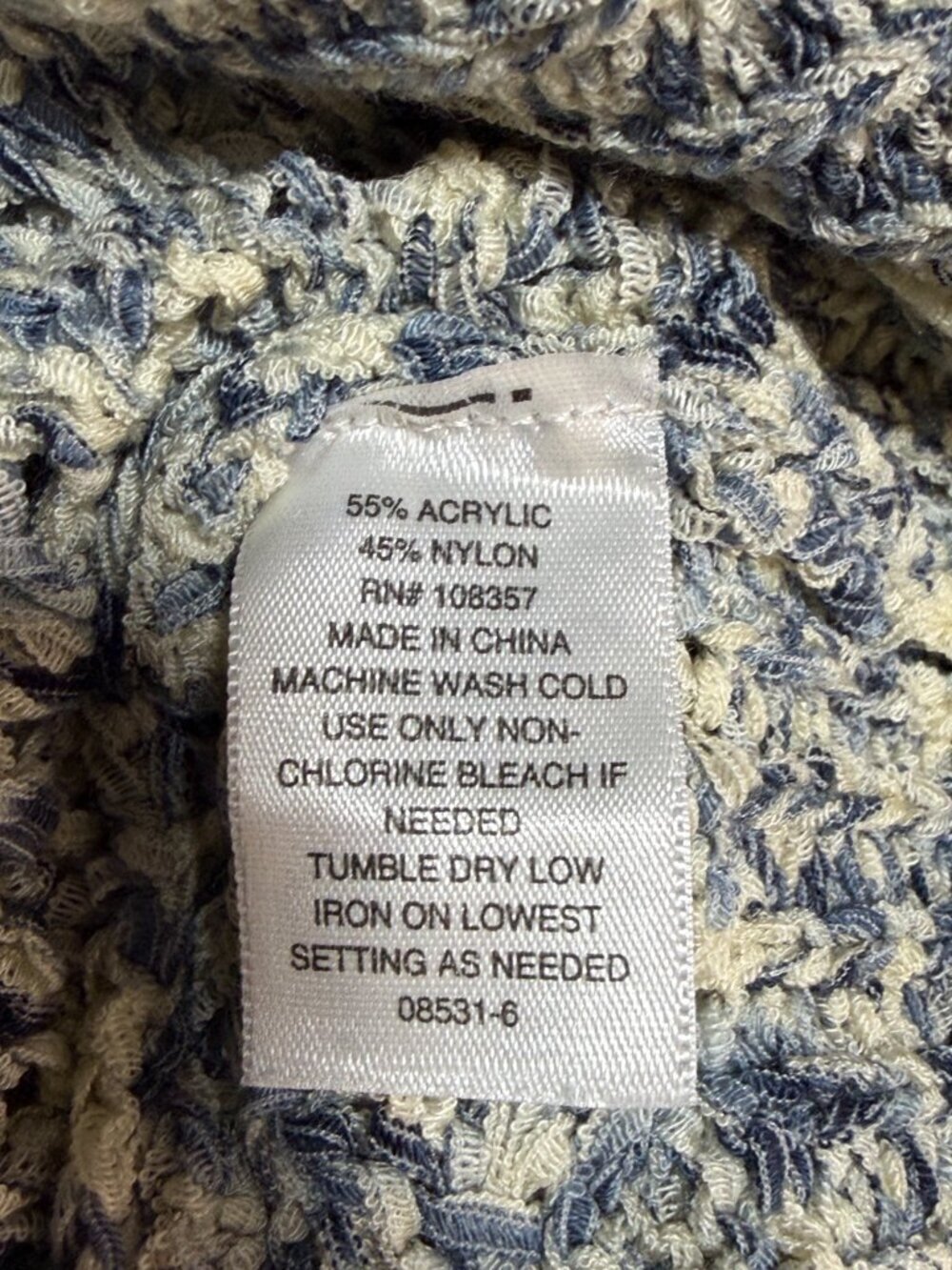 NWOT ANA A New Approach Large Blue Cream Marled Knit Cardigan Button Front Sweat - Picture 12 of 12